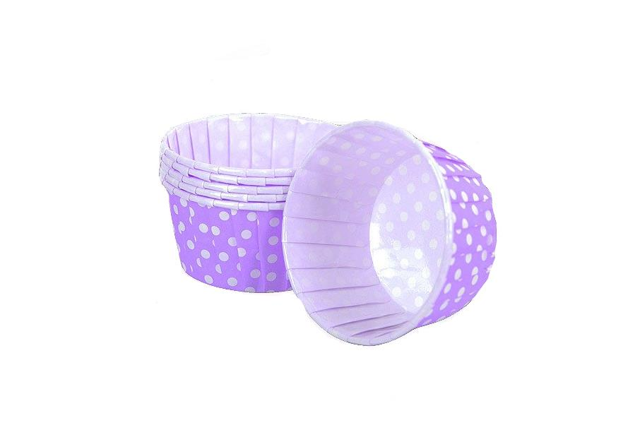 Mor Puantiyeli Kek Kalıbı Küçük Boy 50 Adet