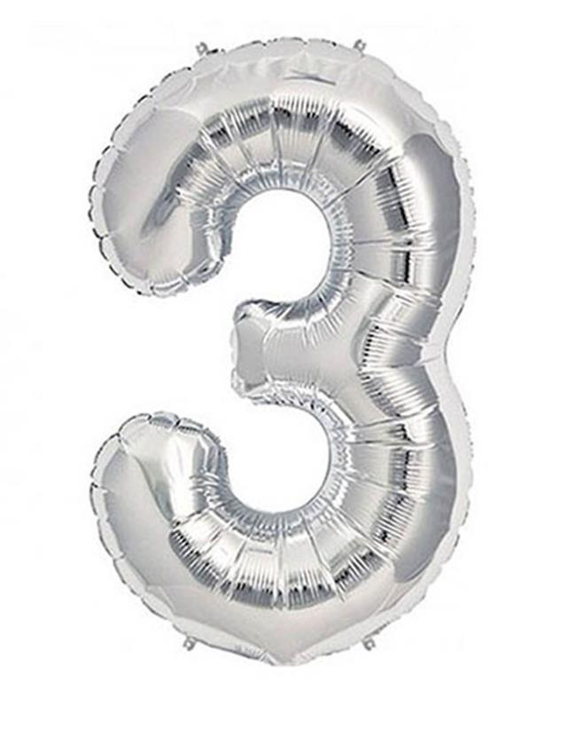 S/SHAPE FOLYO BALON RAKAM -3- GÜMÜŞ