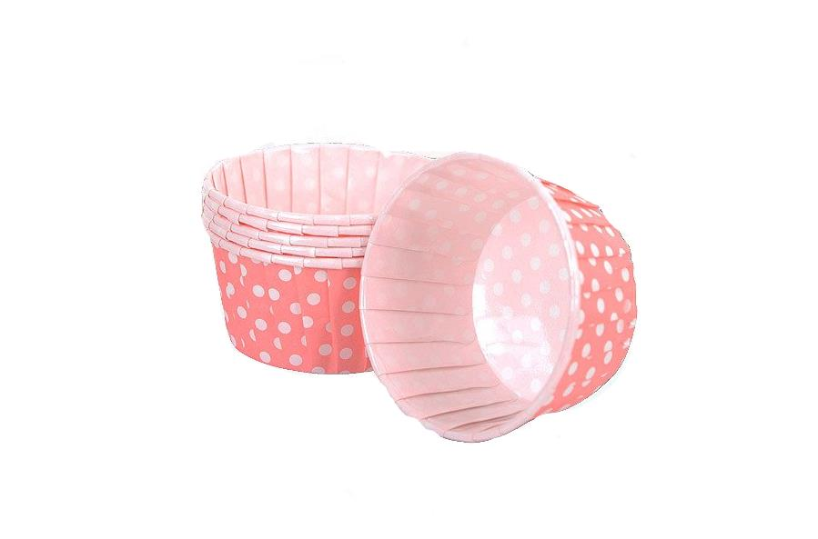 Pembe Puantiyeli Kek Kalıbı Büyük Boy 50 Adet