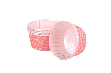 Pembe Puantiyeli Kek Kalıbı Büyük Boy 50 Adet