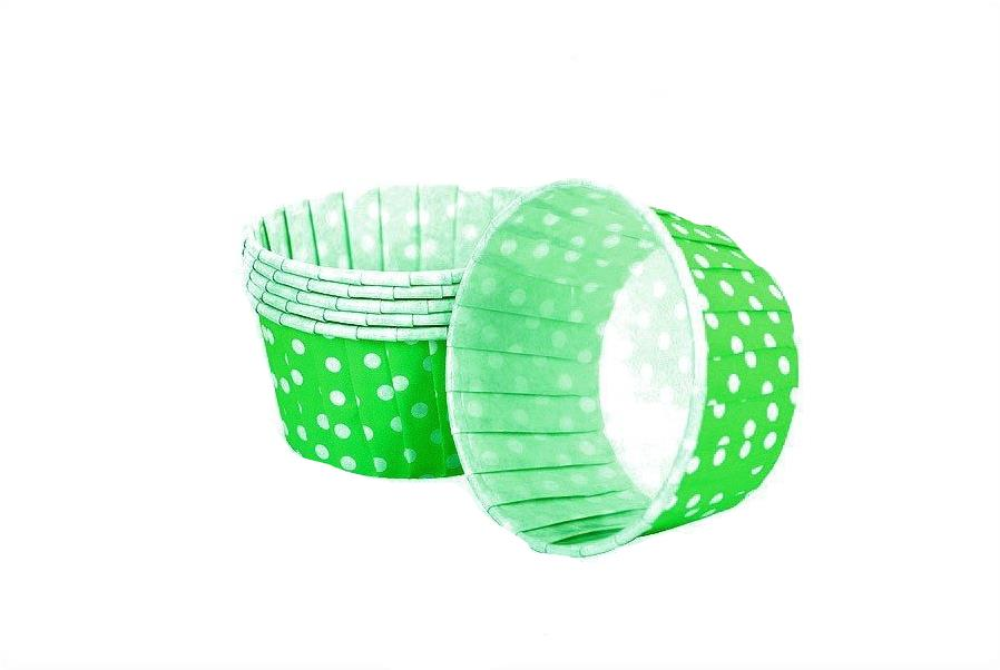 Yeşil Puantiyeli Kek Kalıbı Büyük Boy 50 Adet