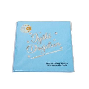 GÜMÜŞ İYİ Kİ DOĞDUN VARAK BASKI MAVİ KAĞIT PEÇETE