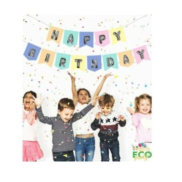 ECO MACARON-GÜMÜŞ BASKILI H.BIRTHDAY BAYRAK SET