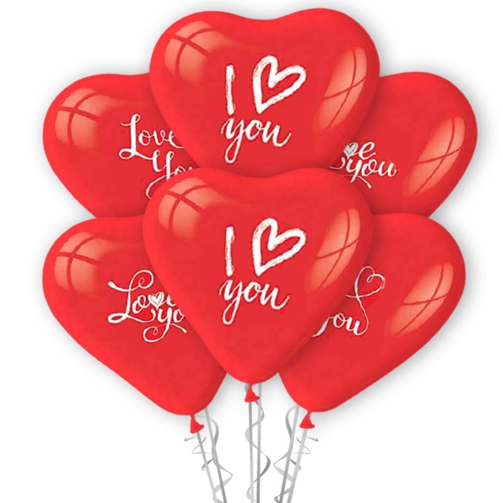I Love You Baskılı 12'' Kalp Balon Kırmızı Renk ( 100 Adet )