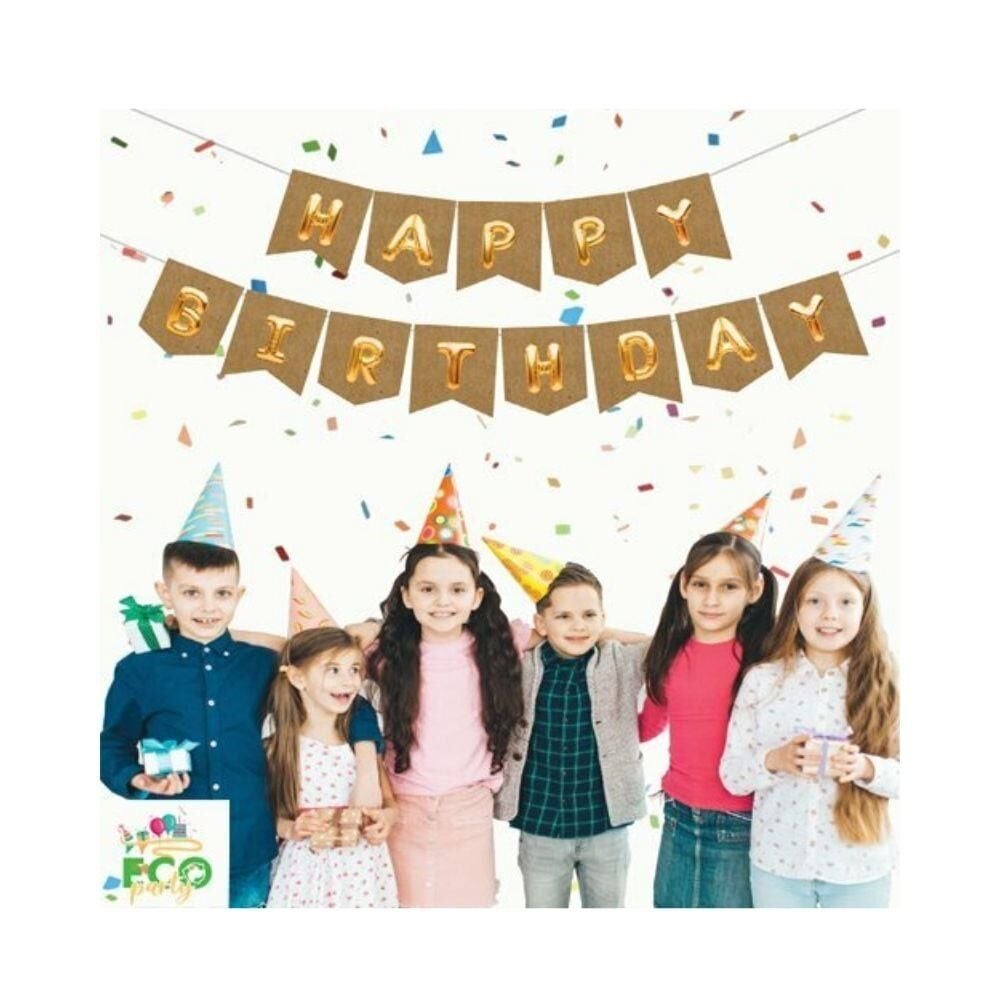 ECO KRAFT-GOLD BASKILI H.BIRTHDAY BAYRAK SET