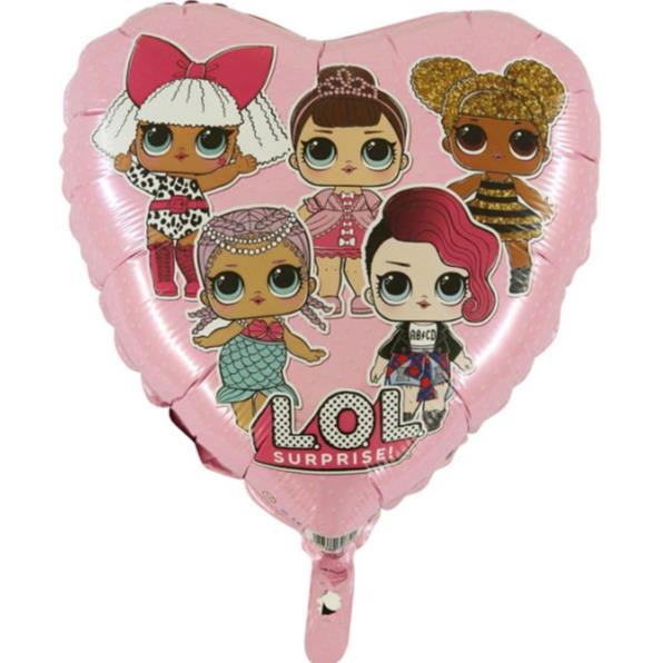 Lol-Surprise Pembe Kalp Folyo Balon Lisanslı 45 Cm 18''
