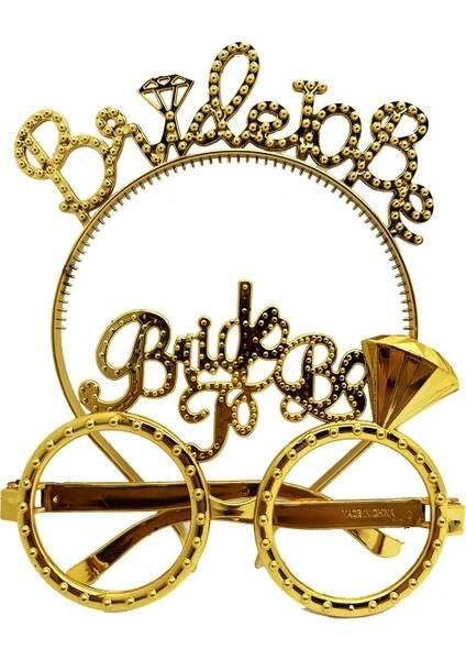 BRİDE GÖZLÜK-TAÇ SET GOLD