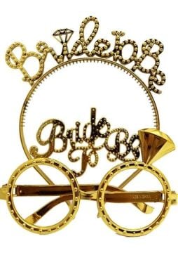 BRİDE GÖZLÜK-TAÇ SET GOLD