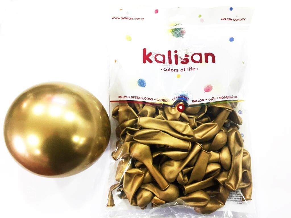 Krom Minik Balon Gold Renkli Paket 50 Adet 12 Cm 5'' (Kalisan)