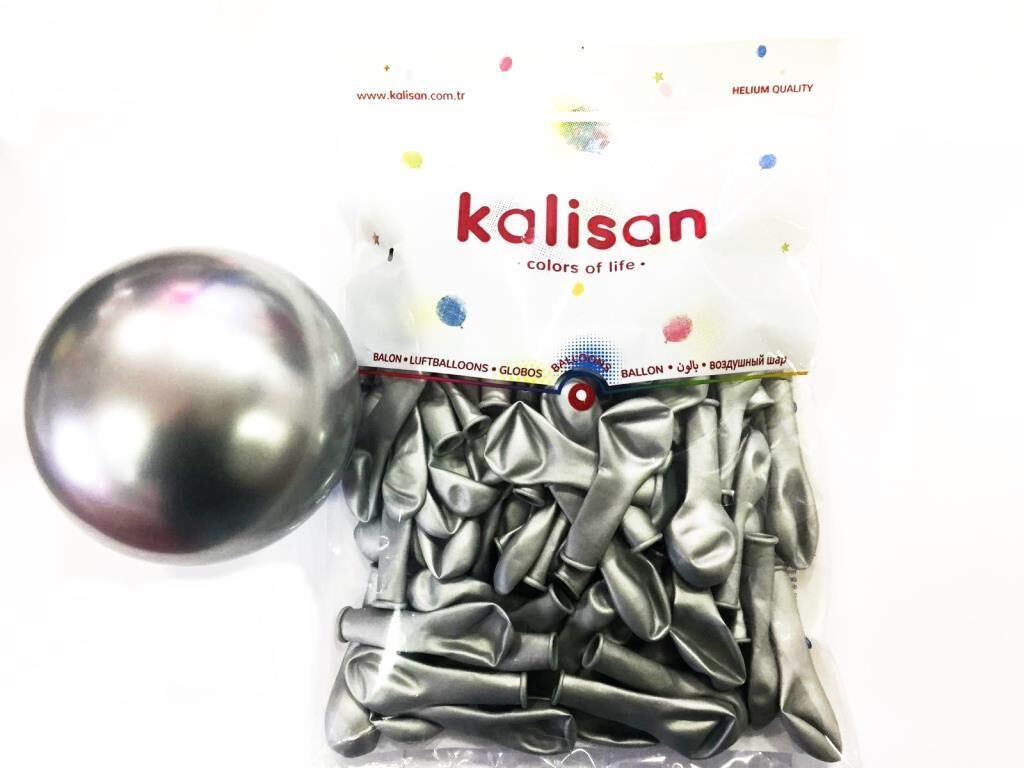 Krom Minik Balon Gümüş Renkli Paket 50 Adet 12 Cm 5'' (Kalisan)