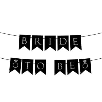 BRİDE TO BE BANNER / SİYAH - GOLD BASKILI