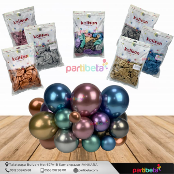 Krom Minik Balon Koyu Gri Paket 50 Adet 12 Cm 5'' (Kalisan)