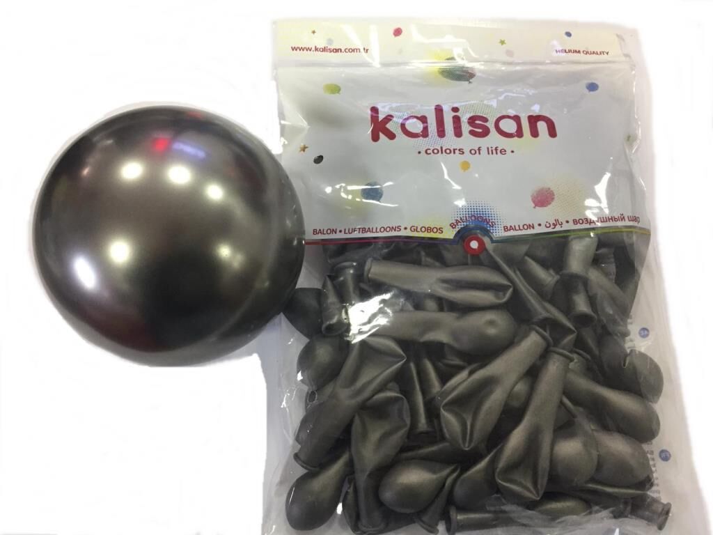 Krom Minik Balon Koyu Gri Paket 50 Adet 12 Cm 5'' (Kalisan)