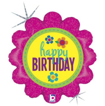 Birthday Çiçek Folyo Balon 18'' (Grabo)
