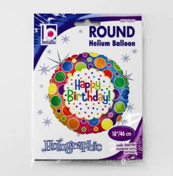 Happy Birthday Renkli Puantiyeli Folyo Balon 18'' (Grabo)