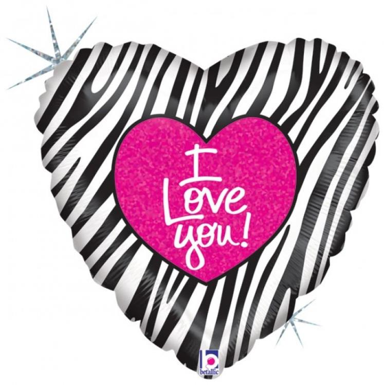 I Love Çizgili Folyo Balon 18'' (Grabo)