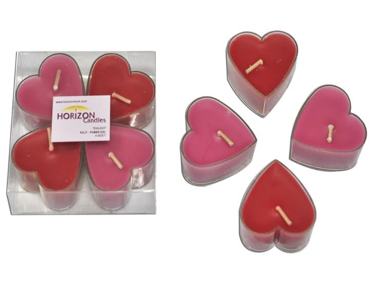 Mum Kalp Tealight 4 Adet