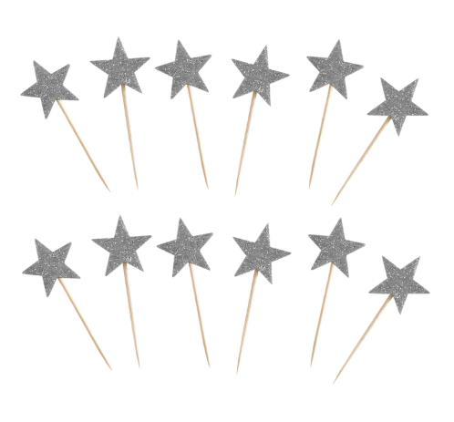 Yıldız Kürdan Eva Simli Gümüş Renk 12 Adet