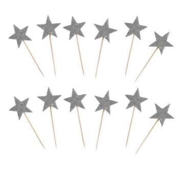 Yıldız Kürdan Eva Simli Gümüş Renk 12 Adet