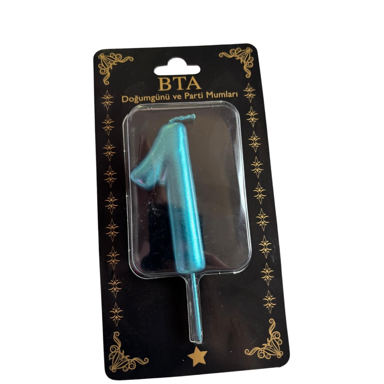 RAKAM MUM 8 CM MAVİ ''1''