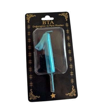RAKAM MUM 8 CM MAVİ ''1''