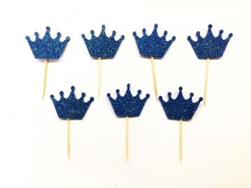 Kral Tacı Kürdan Simli Eva Mavi Renk 12 Adet