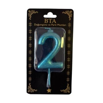 RAKAM MUM 8 CM MAVİ ''2''