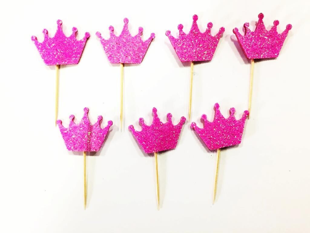 Kral Tacı Kürdan Simli Eva Pembe Renk 12 Adet