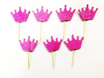 Kral Tacı Kürdan Simli Eva Pembe Renk 12 Adet