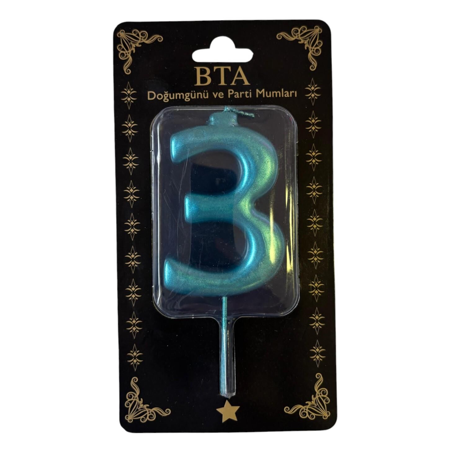 RAKAM MUM 8 CM MAVİ ''3''