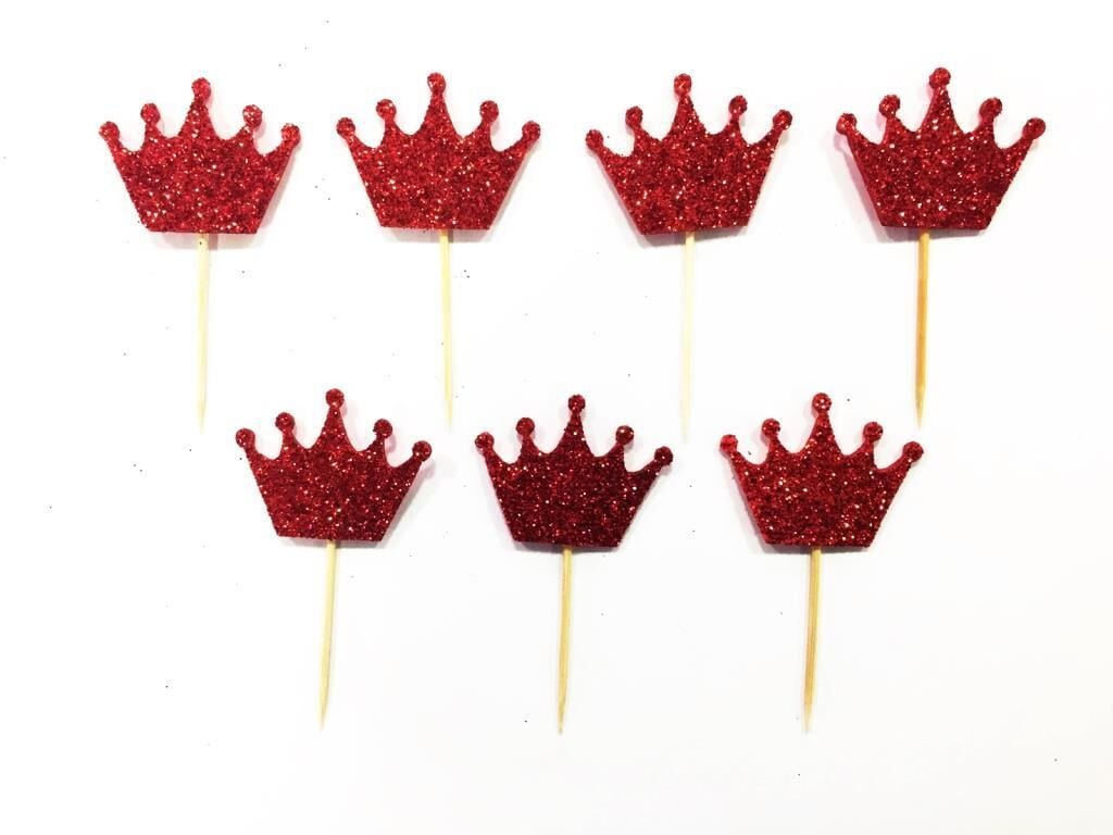 Simli Eva Taç Kürdan Kırmızı 12 Adet