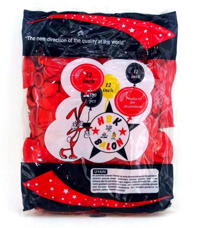 Kırmızı Dış Mekan Süsleme Balonu 100 Adet 12'' (Hbk)