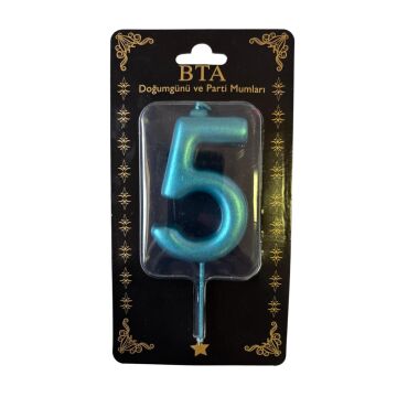 RAKAM MUM 8 CM MAVİ ''5''