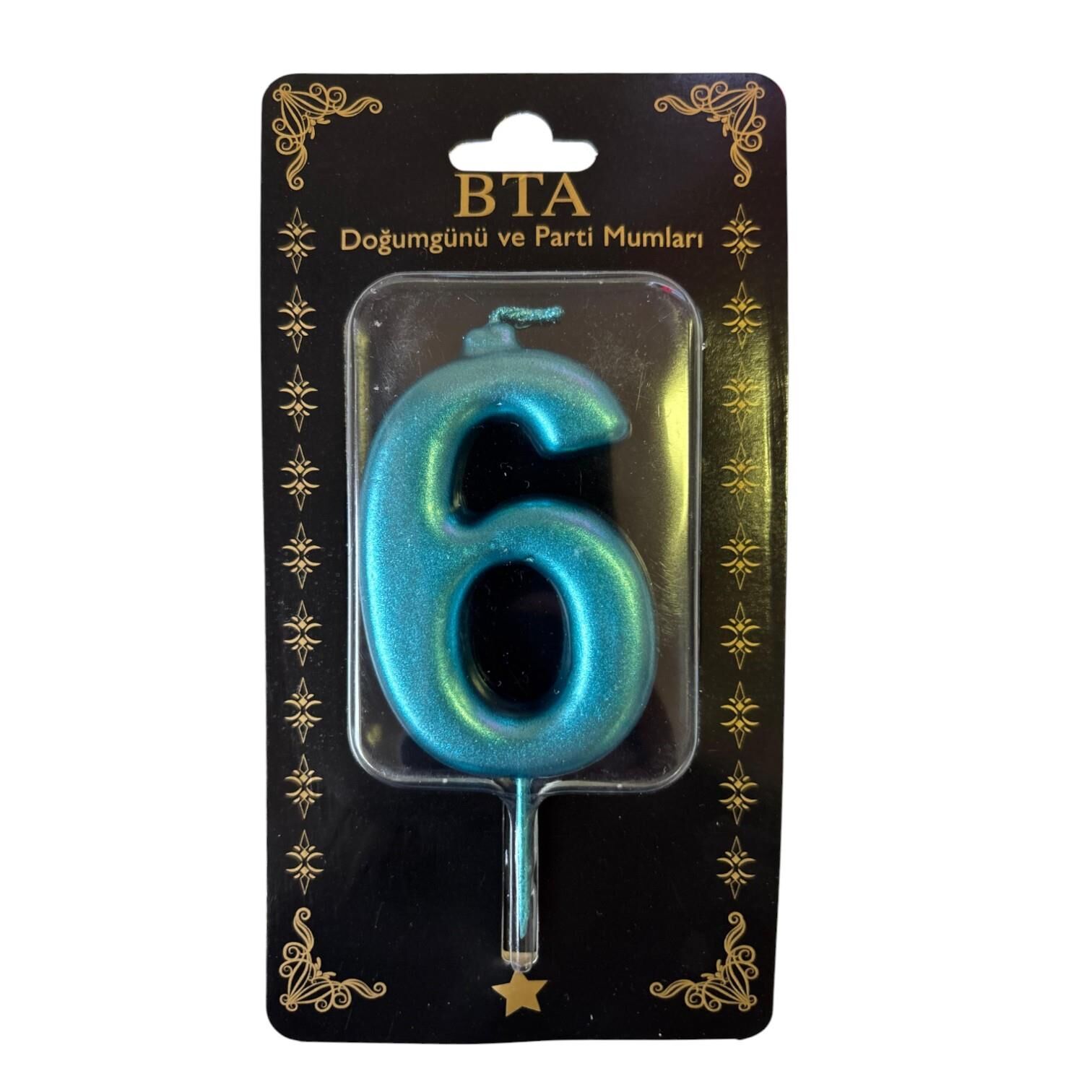 RAKAM MUM 8 CM MAVİ ''6''