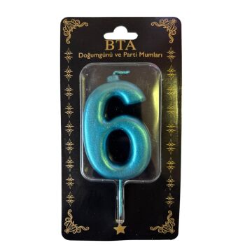 RAKAM MUM 8 CM MAVİ ''6''