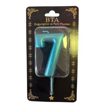 RAKAM MUM 8 CM MAVİ ''7''