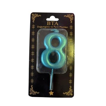 RAKAM MUM 8 CM MAVİ ''8''
