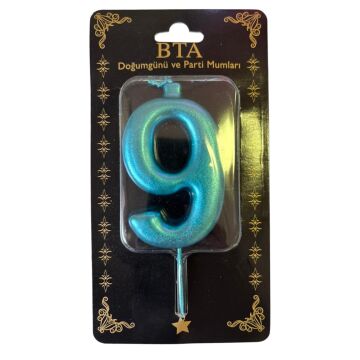 RAKAM MUM 8 CM MAVİ ''9''