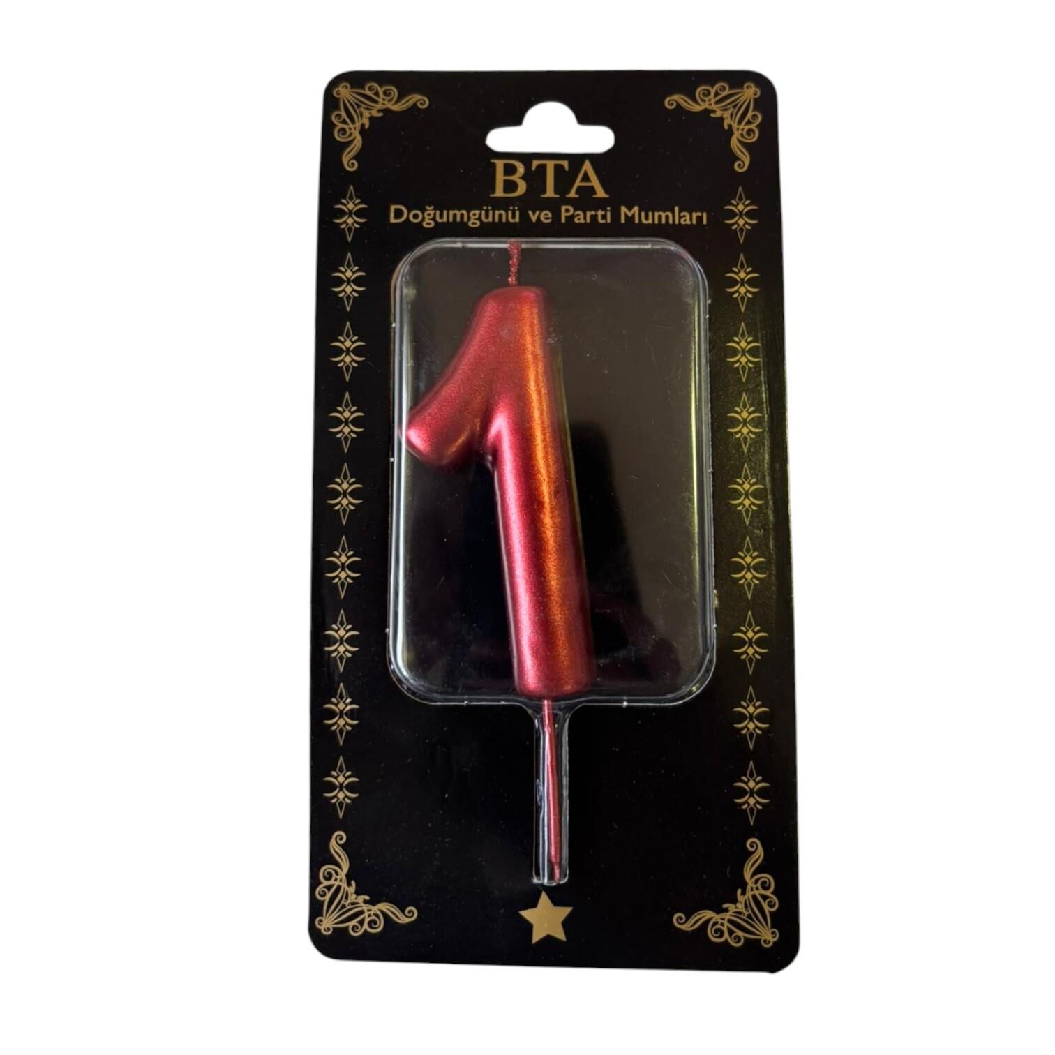 RAKAM MUM 8 CM KIRMIZI ''1''