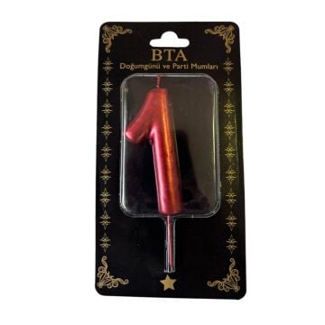 RAKAM MUM 8 CM KIRMIZI ''1''