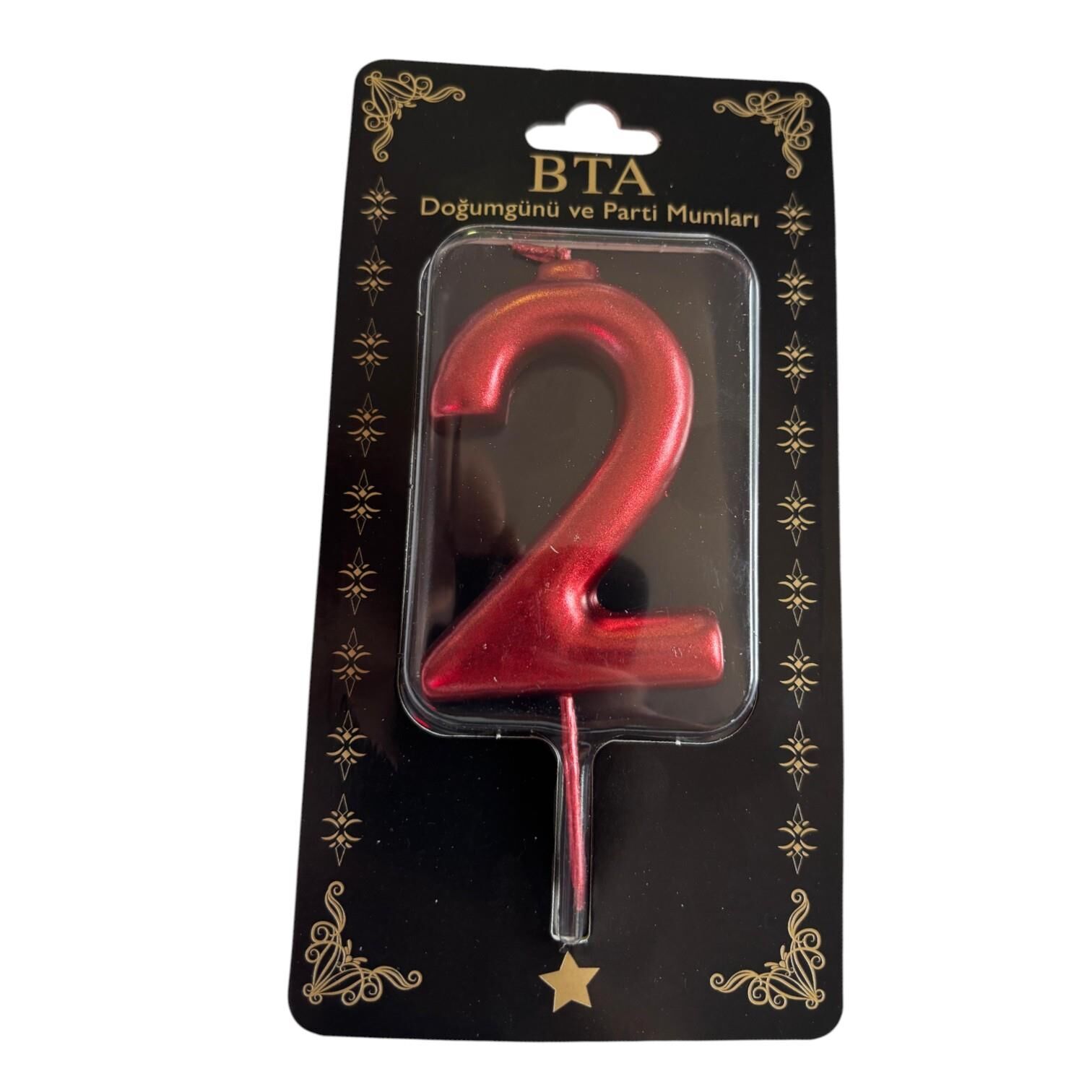 RAKAM MUM 8 CM KIRMIZI ''2''