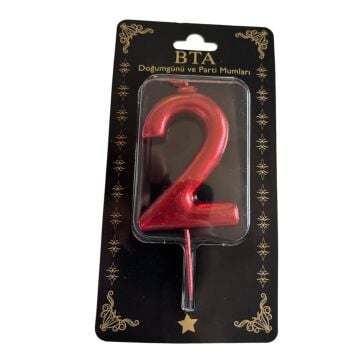 RAKAM MUM 8 CM KIRMIZI ''2''