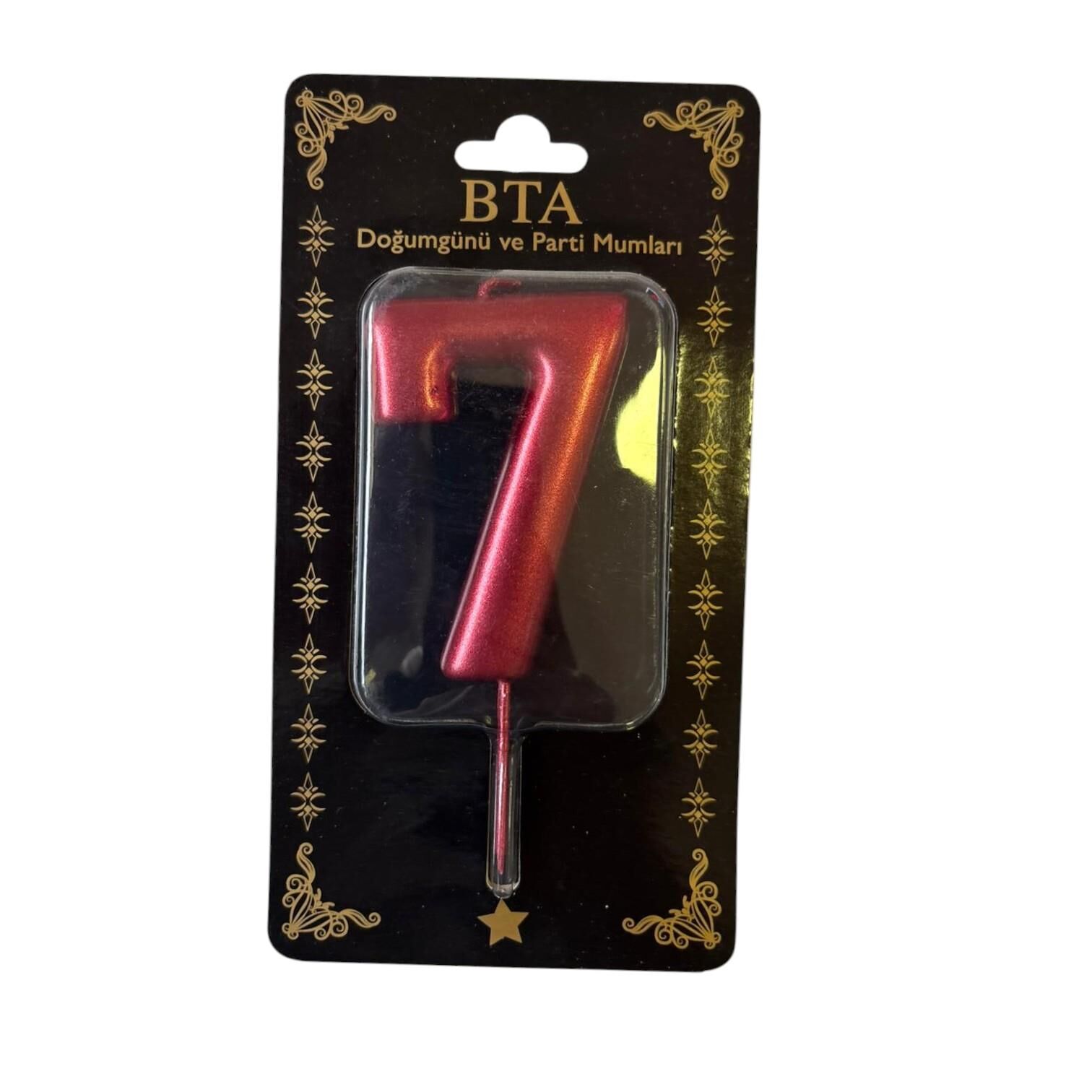 RAKAM MUM 8 CM KIRMIZI ''7''