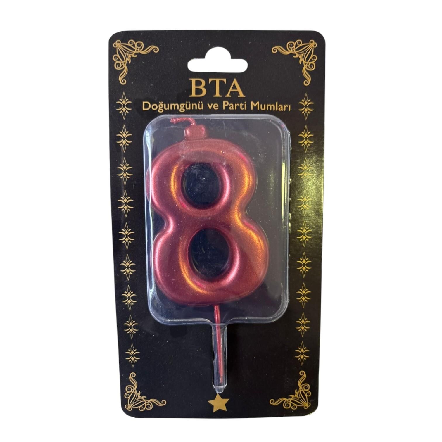 RAKAM MUM 8 CM KIRMIZI ''8''