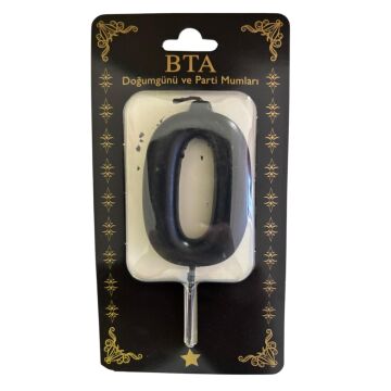 RAKAM MUM 8 CM SİYAH ''0''