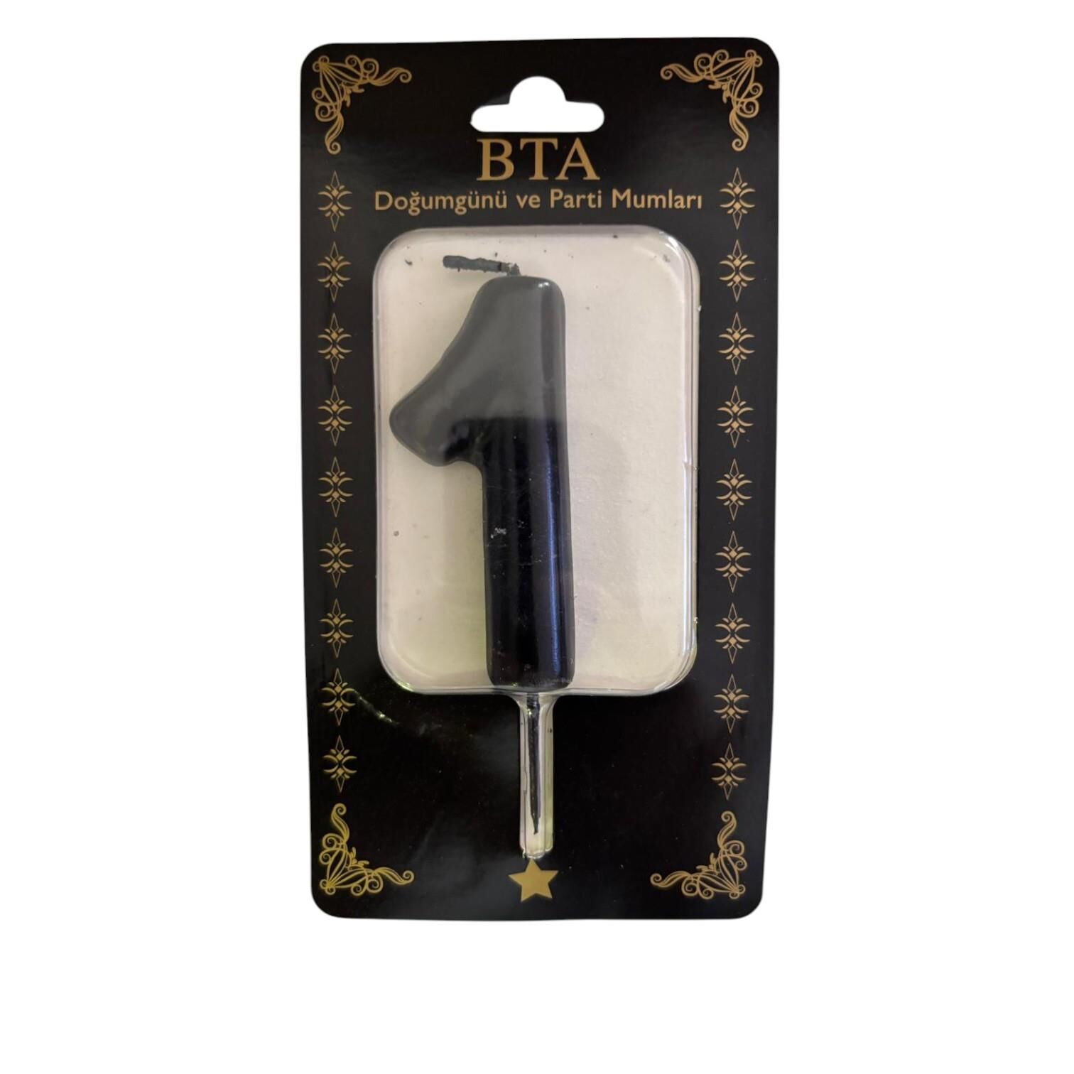 RAKAM MUM 8 CM SİYAH ''1''