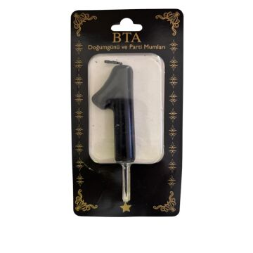 RAKAM MUM 8 CM SİYAH ''1''