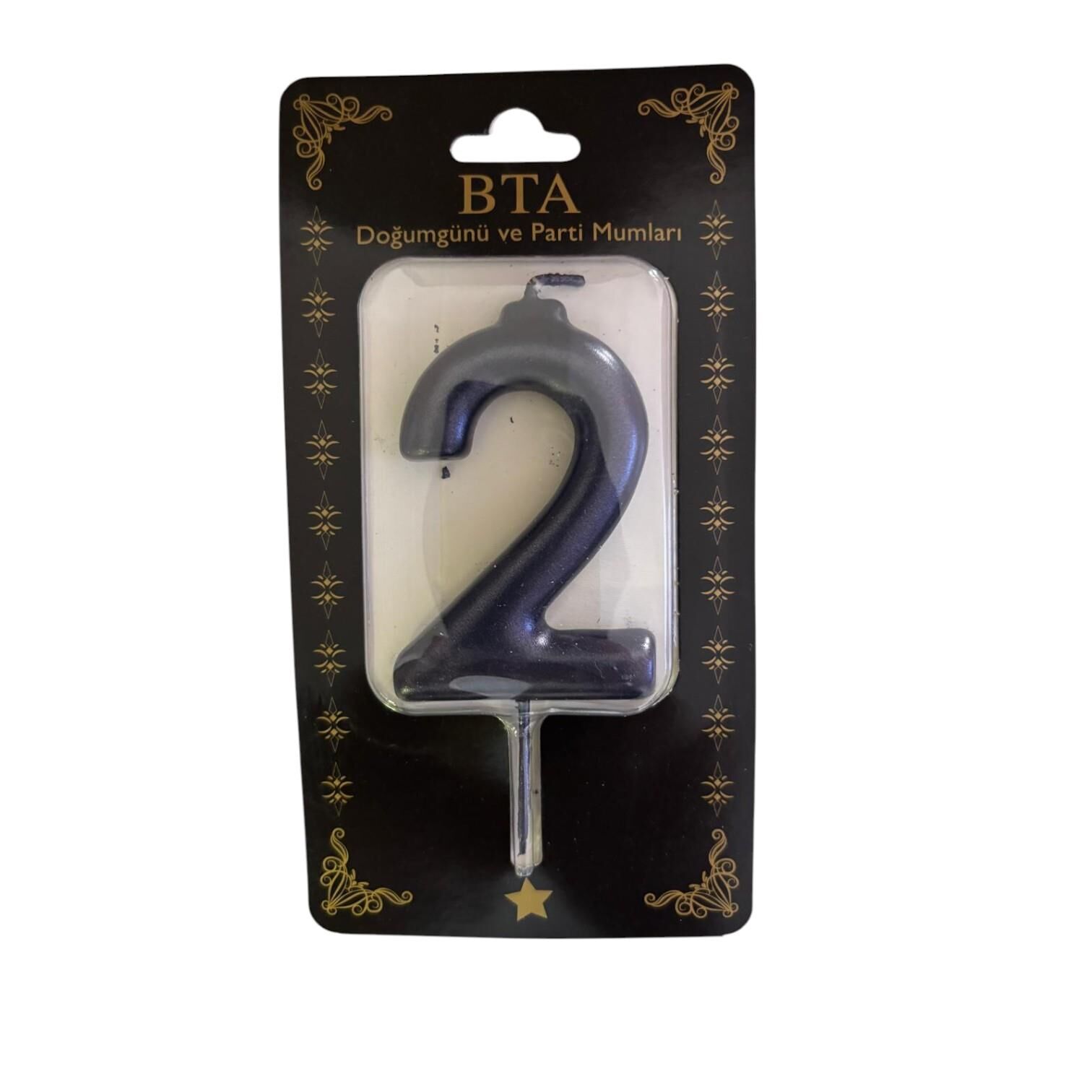 RAKAM MUM 8 CM SİYAH ''2''