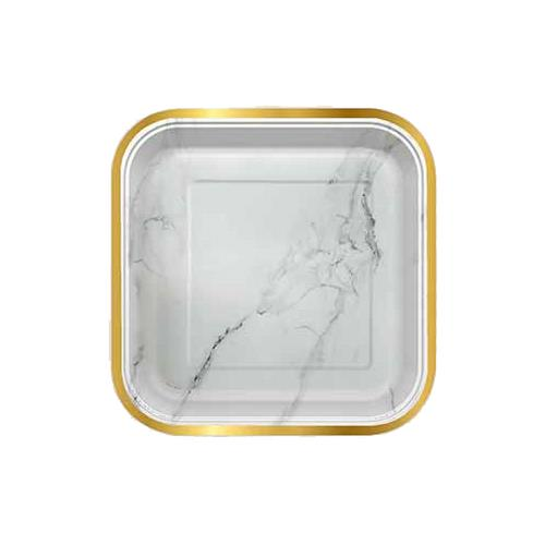 Kare Karton Tabak Mermer Desenli Gümüş Renk ( 8 Adet )