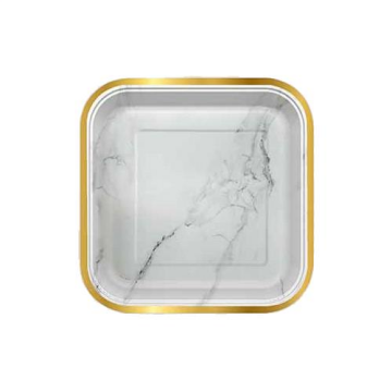 Kare Karton Tabak Mermer Desenli Gümüş Renk ( 8 Adet )